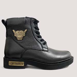 240505 Unisex Deri Fermuarlı Bot - Siyah - 40