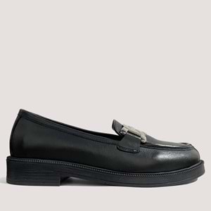 250776 Kadın Deri Tokalı Casual Ayakkabı - Siyah - 39