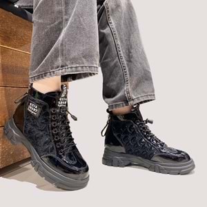 24K310-8 Kadın Casual Rugan Bot - Siyah - 40
