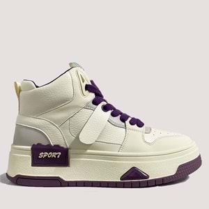 24K358-2 Kadın Casual Ayakkabı - Mor-Beyaz - 40