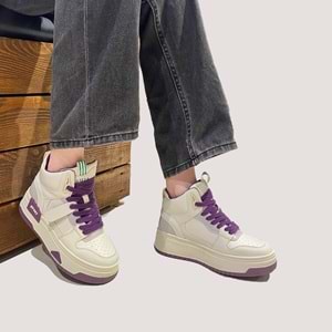 24K358-2 Kadın Casual Ayakkabı - Mor-Beyaz - 40