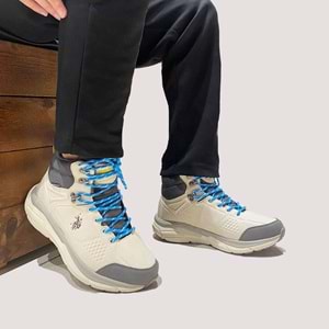 4W Henry 4PR Erkek Waterproof Spor Ayakkabı - Kırık Beyaz-Gri-Mavi - 40