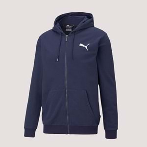 ESS Small Logo FZ Hoodie Erkek Kapüşonlu Sweetshirt 586704 76 - Lacivert - M