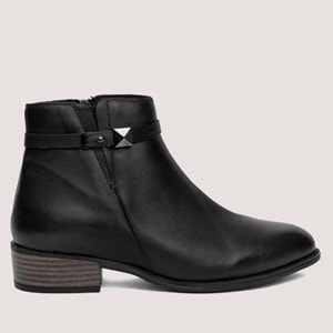 Kadın Deri Fermuarlı Casual Bot 4560-LX - Siyah - 40