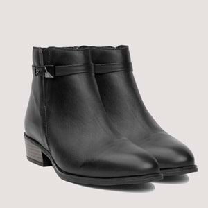 Kadın Deri Fermuarlı Casual Bot 4560-LX - Siyah - 40
