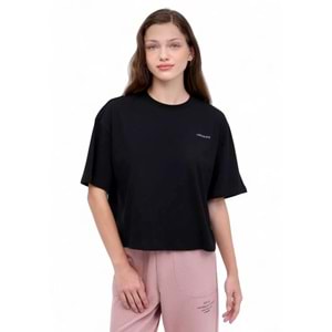 Kadın WB Boxy Cneck Tshirt - Siyah - S