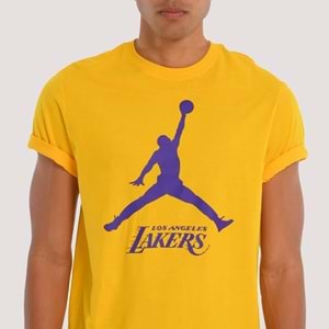 Nike Los Angeles Lakers NBA Erkek Basketbol T-Shirt FB9827-728 - Sarı - L
