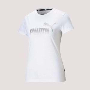 Puma Metallic No. 1 Logo Tee Unisex Tshirt - Beyaz - M
