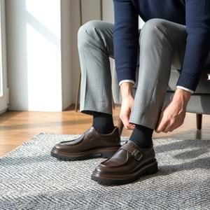 Erkek Deri Casual Ayakkabı C22518 - Kahve - 41