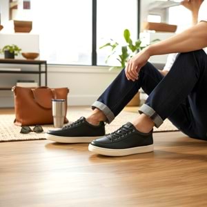 Erkek Deri Bağcıksız Comfort Casual Ayakkabı C11764 - Siyah - 40