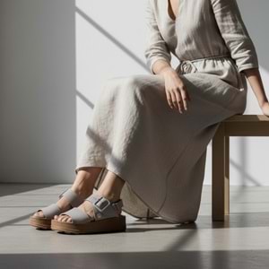 Kadın Deri Comfort Sandalet D25YS-2375 - Gri - 39