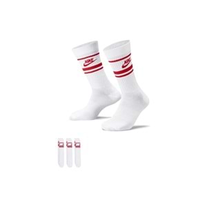 Nike Everyday Essential Dri-Fit x3 Çorap DX5089-102 - Beyaz-Kırmızı - 42/46