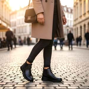 Kadın Deri Günlük Bot 1453 - Siyah - 38