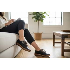 Kadın Deri Günlük Comfort Ayakkabı 260809 - Siyah - 40