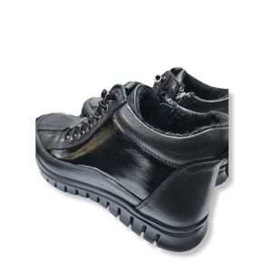 Kadın Deri Fermuarlı Casual Bot 1458 - Siyah - 38