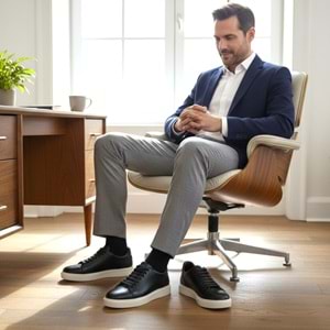 Erkek Deri Comfort Casual Ayakkabı L4247 - Siyah - 44