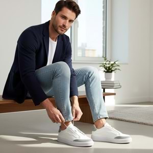 Luciano Bellini Erkek Deri Casual Ayakkabı L4238 - Beyaz - 41