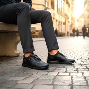 Erkek Deri Günlük Comfort Ayakkabı 11599 - Siyah - 40