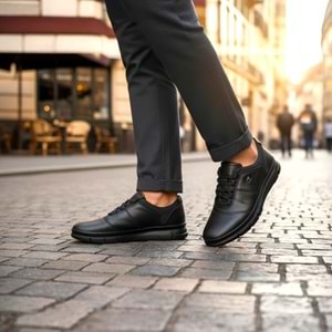 Erkek Deri Günlük Comfort Ayakkabı 11599 - Siyah - 42