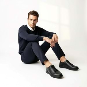 Erkek Deri Günlük Ayakkabı 22585 - Siyah - 40