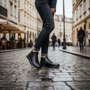 Kadın Deri Günlük Bot S1460 - Siyah - 41