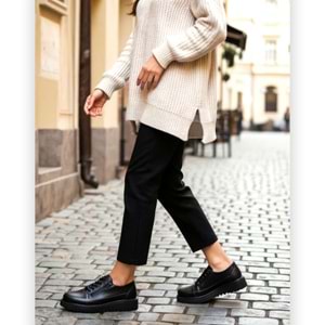 Kadın Deri Günlük Ayakkabı S5226 - Siyah - 40