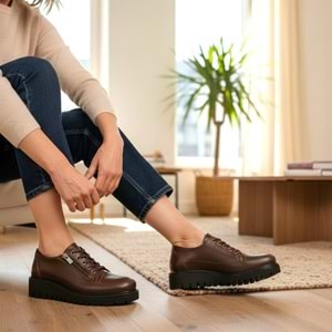 Kadın Deri Günlük Ayakkabı K5226 - Kahve - 40