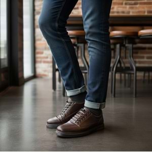 Erkek Deri Günlük Ayakkabı K5209 - Kahve - 42