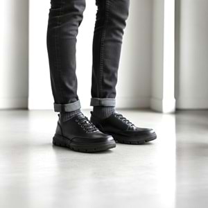 Erkek Deri Titreşim Destekli Comfort Günlük Ayakkabı 21027S - Siyah - 41