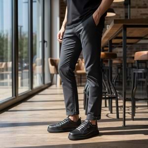 Erkek Deri Günlük Ayakkabı 19039S1 - Siyah - 45