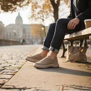 Nordhan Erkek Nubuk Deri Casual Günlük Ayakkabı ND-1616V - Vizon - 41