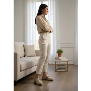 Mammamia Kadın Casual Deri Ayakkabı 3805 - Gri - 37