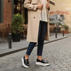 Mammamia Kadın Deri Casual Ayakkabı 3960 - Siyah - 37