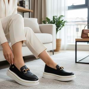Mammamia Kadın Deri Casual Ayakkabı 3960 - Siyah - 38