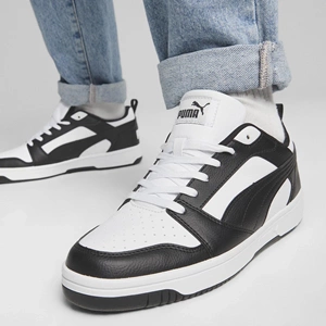 Puma Rebound V6 Low Erkek Spor Ayakkabı 40638801 - Siyah-Beyaz - 42