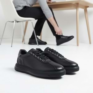Erkek Deri Casual Sneaker Ayakkabı 20031 - Siyah - 43
