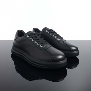 Erkek Deri Casual Sneaker Ayakkabı 20031 - Siyah - 43