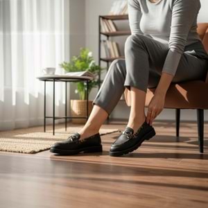 Mammamia Kadın Casual Deri Ayakkabı S-3805 - Siyah - 36