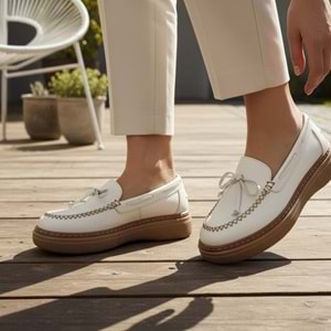 Kadın Deri Comfort Günlük Ayakkabı 7735-LX - Krem - 37