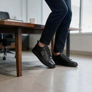 Erkek Deri Premium Casual Ayakkabı 24152 - Siyah - 40
