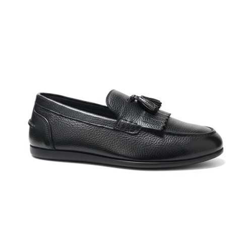 Erkek Hakiki Deri Püsküllü Loafer Ayakkabı 17903 - Siyah - 42