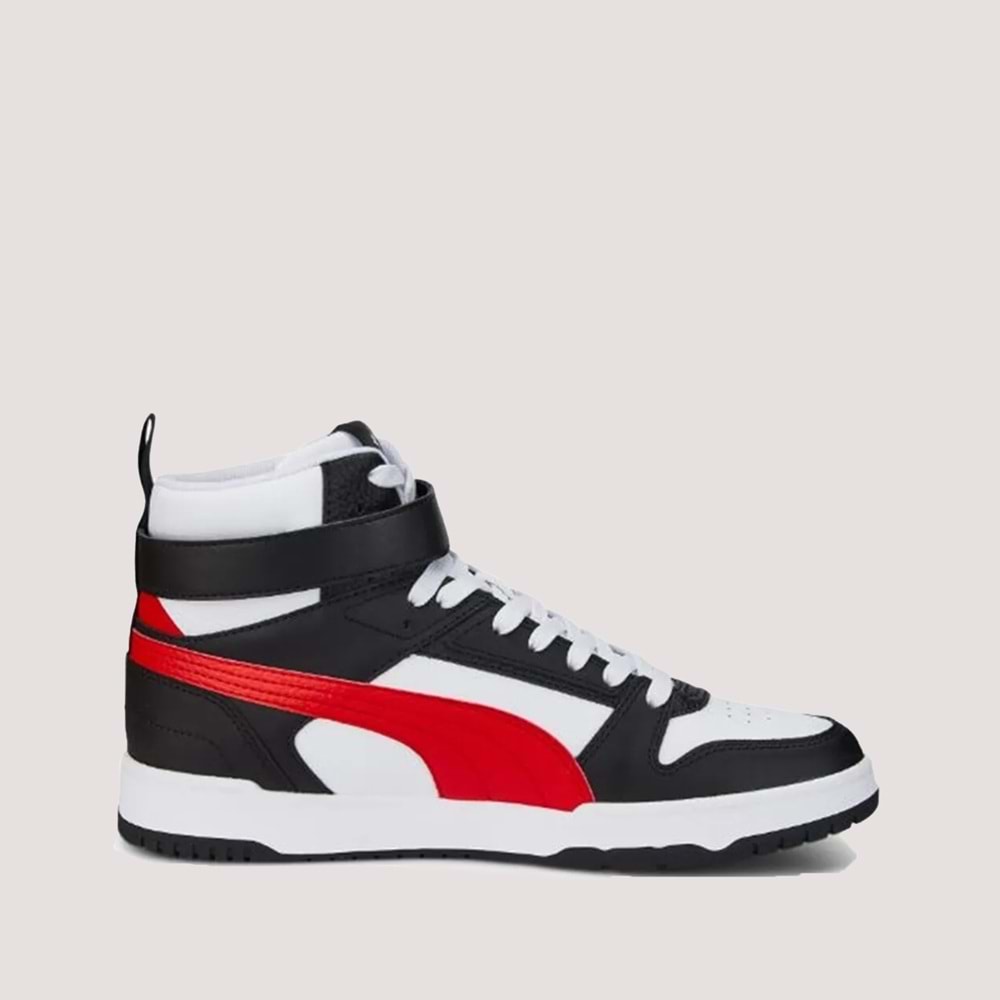 Puma RBD Game Flat Erkek Cırtlı Bilekli Spor Ayakkabı - Beyaz-Kırmızı - 42