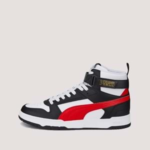 Puma RBD Game Flat Erkek Cırtlı Bilekli Spor Ayakkabı - Beyaz-Kırmızı - 42