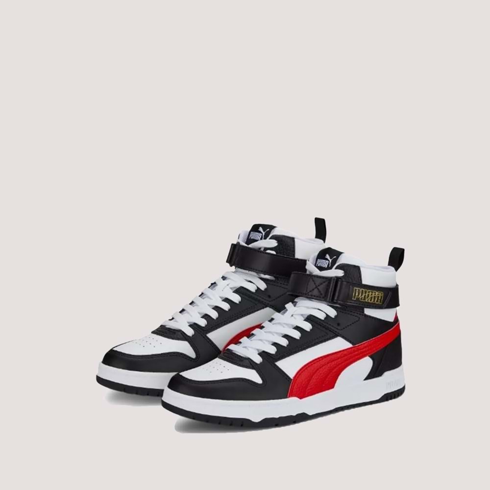 Puma RBD Game Flat Erkek Cırtlı Bilekli Spor Ayakkabı - Beyaz-Kırmızı - 42