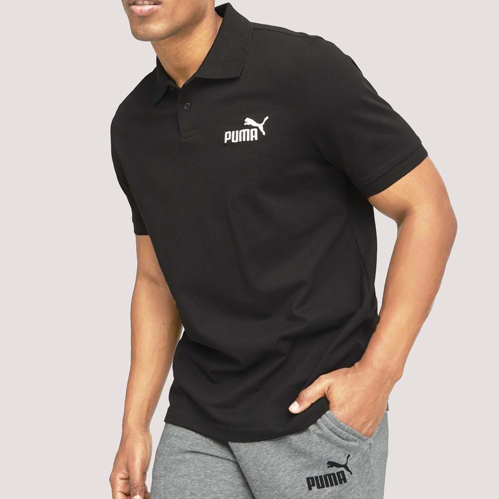 Ess Pique Erkek Polo Yaka Tshirt - Siyah - XXL