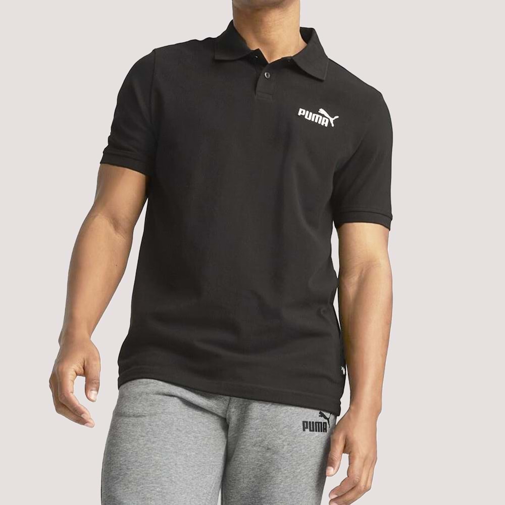 Ess Pique Erkek Polo Yaka Tshirt - Siyah - XXL