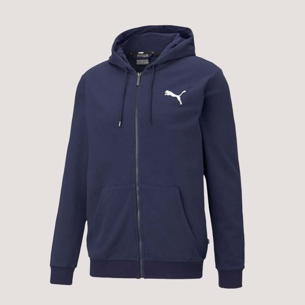 ESS Small Logo FZ Hoodie Erkek Kapüşonlu Sweetshirt 586704 76 - Lacivert - M