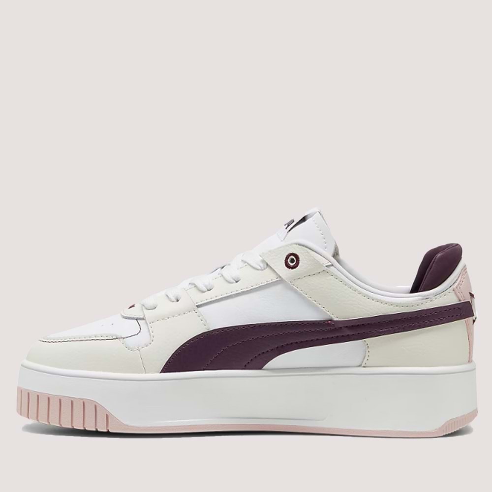 Kadın Carina Street VTG Spor Ayakkabı 392338 - Beyaz-Bej-Bordo - 40