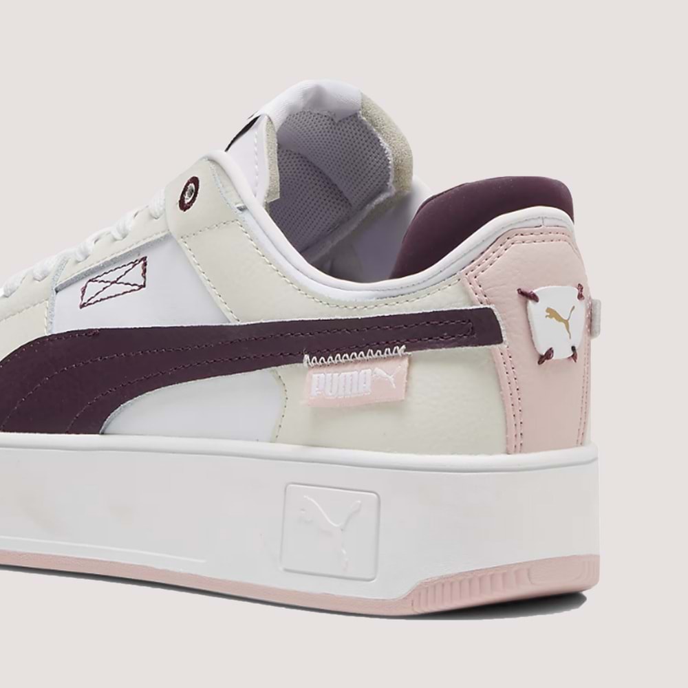 Kadın Carina Street VTG Spor Ayakkabı 392338 - Beyaz-Bej-Bordo - 40
