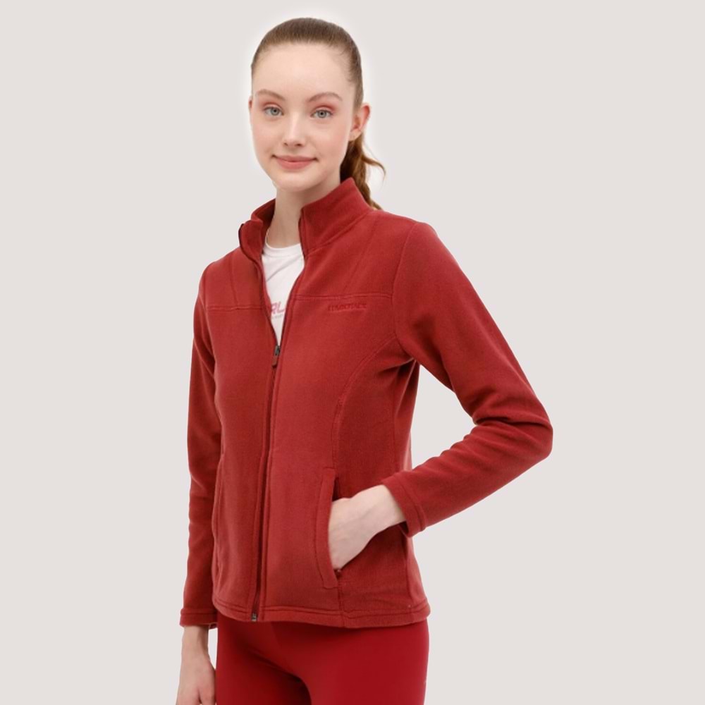 Kadın Fermuarlı Polar WB 7SN158 - Pastel Bordo - S